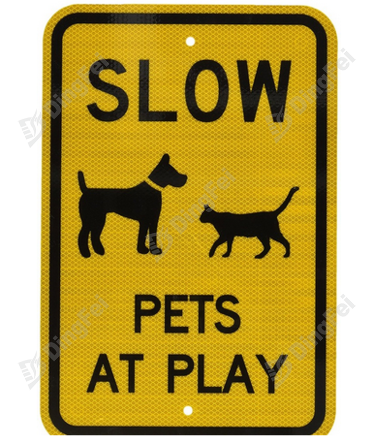 Reflective Stop Slow Children And Pets At Play Sign - 